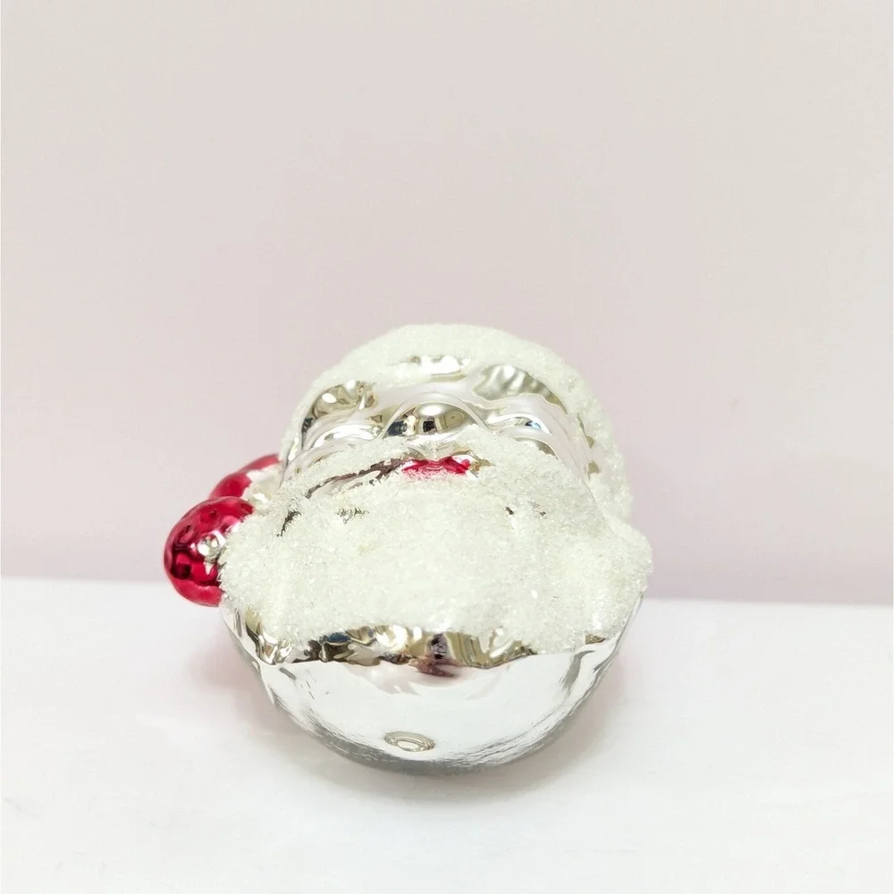 Vtg West Germany Mercury Glass Santa Claus Head Christmas Ornament Mica Beard